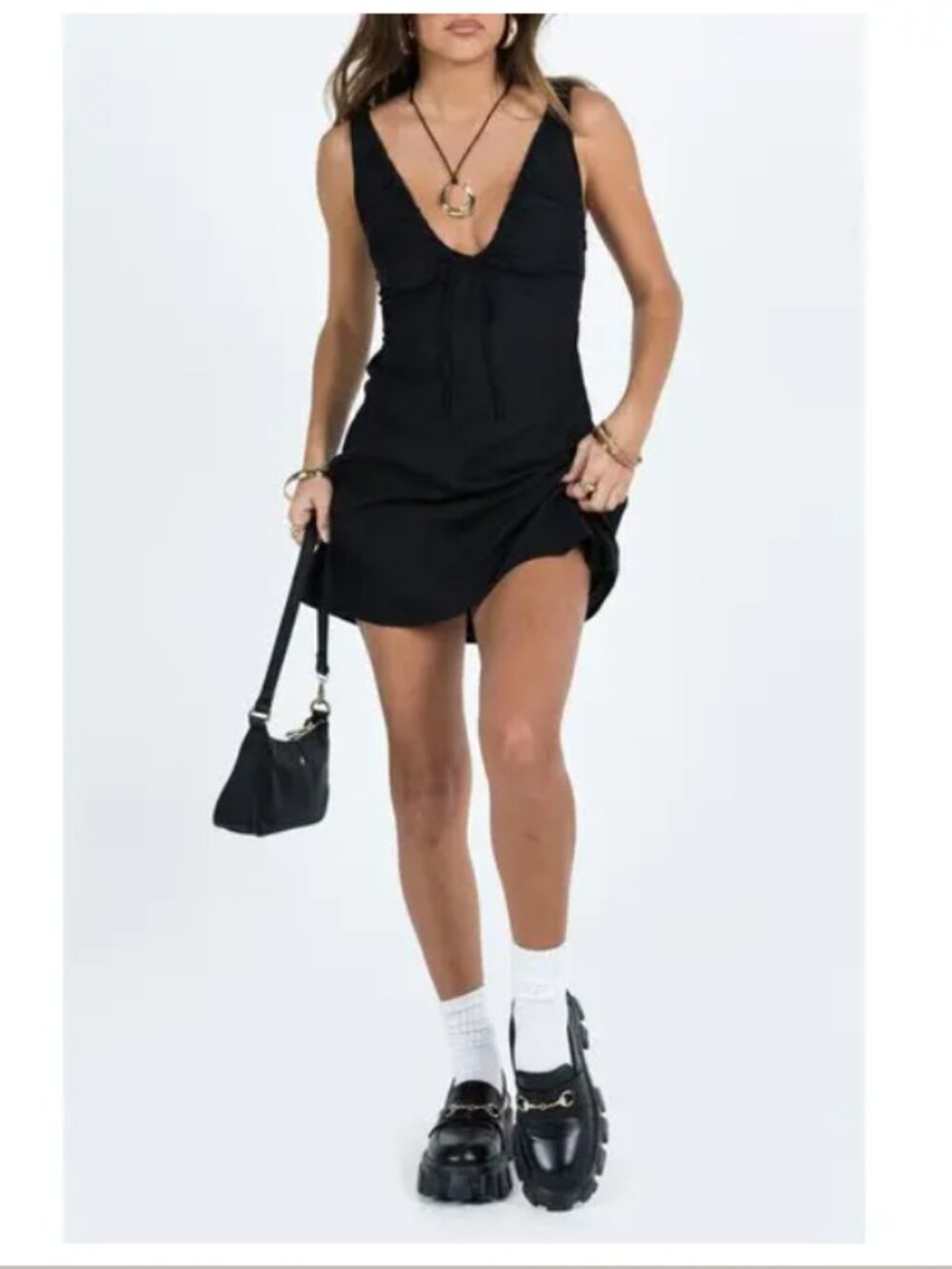 Princess Polly Bareena Ruched Mini Dress Black sz 4